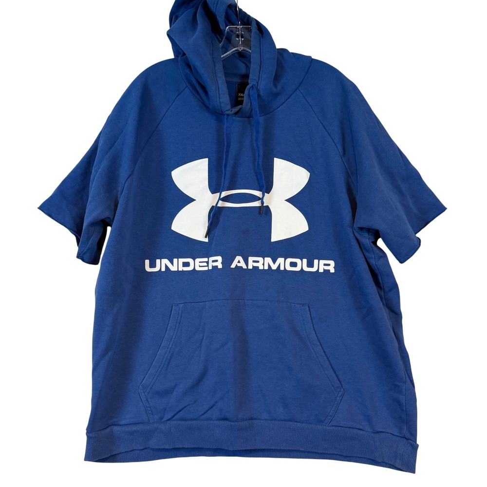 Under Armour Mens XXL Blue Short Sleeve Graphic Logo Hoodie Sweatshirt XXL Gym